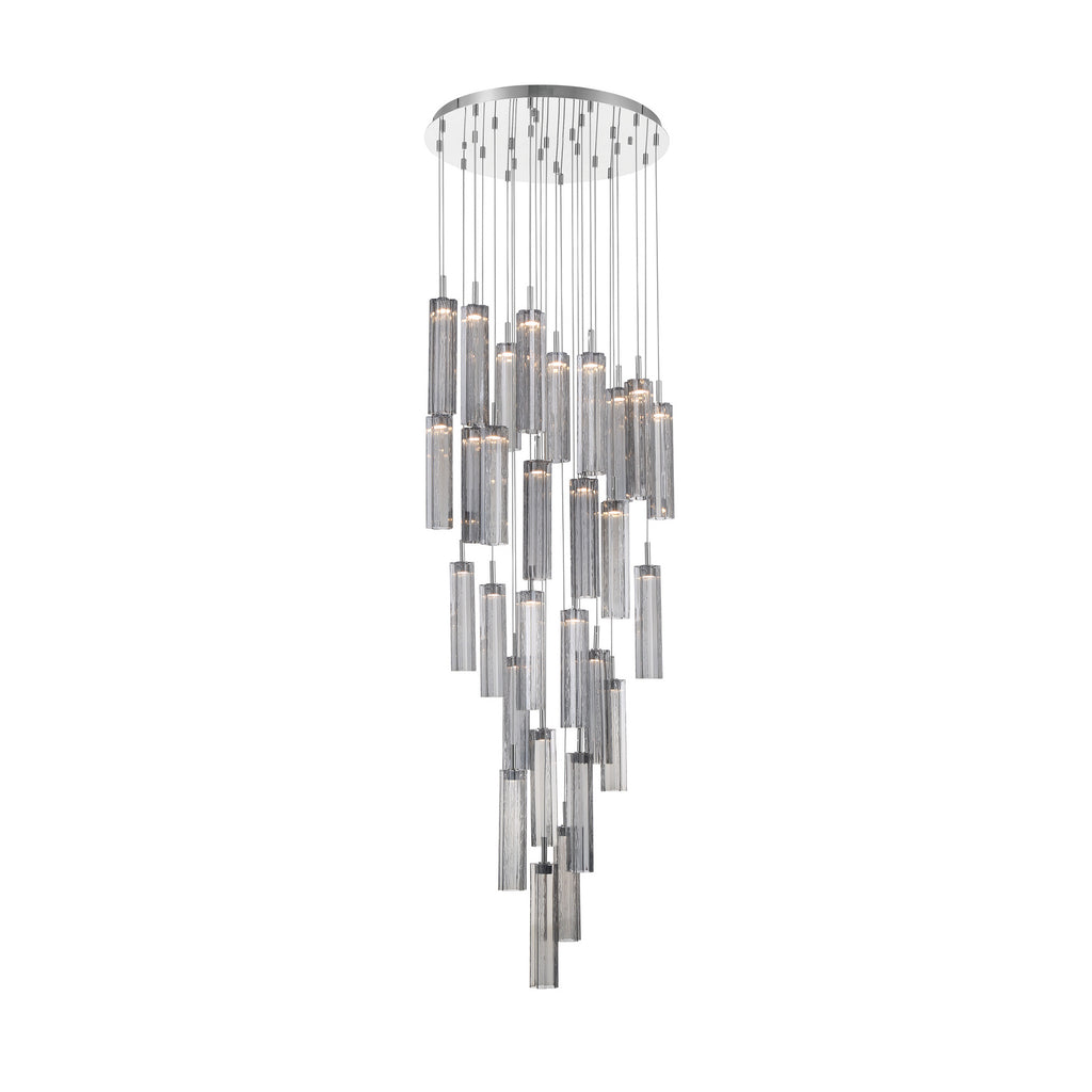Crystorama Addis 26" Integrated LED Mutli-Light Pendant in Polished Chrome - Front View