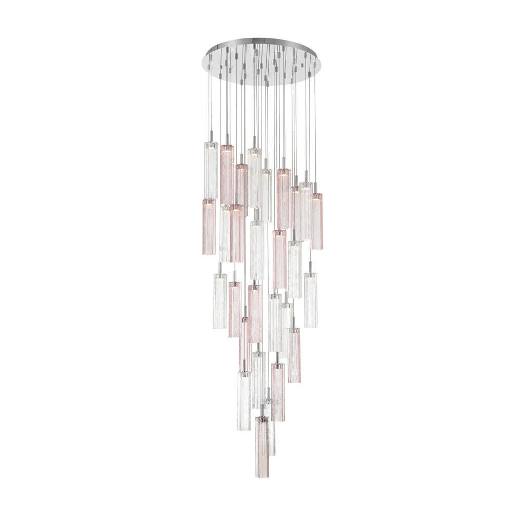 Crystorama Addis 26" Integrated LED Mutli-Light Pendant in Polished Chrome - Front View