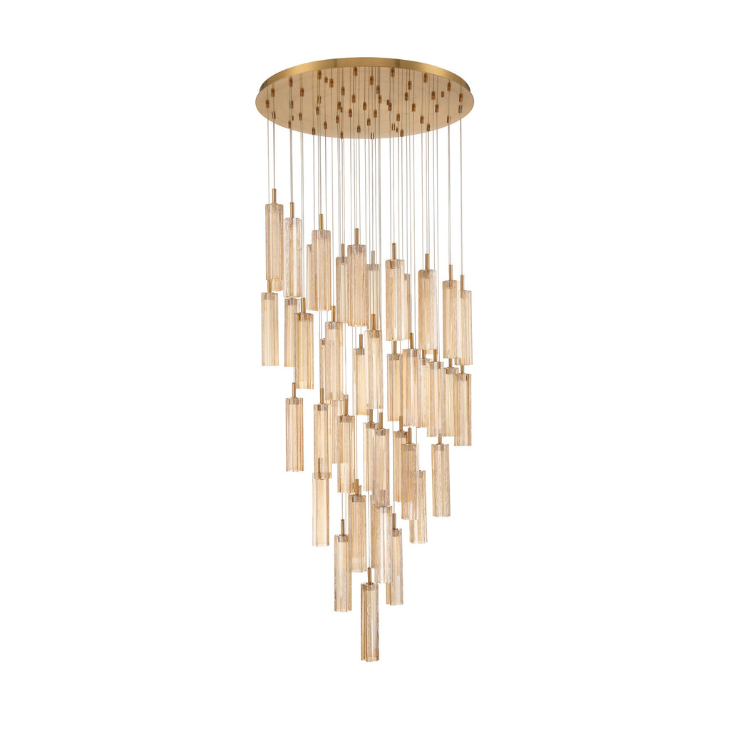 Crystorama Addis 36" Integrated LED Multi-Light Pendant in Aged Brass - Additional View
