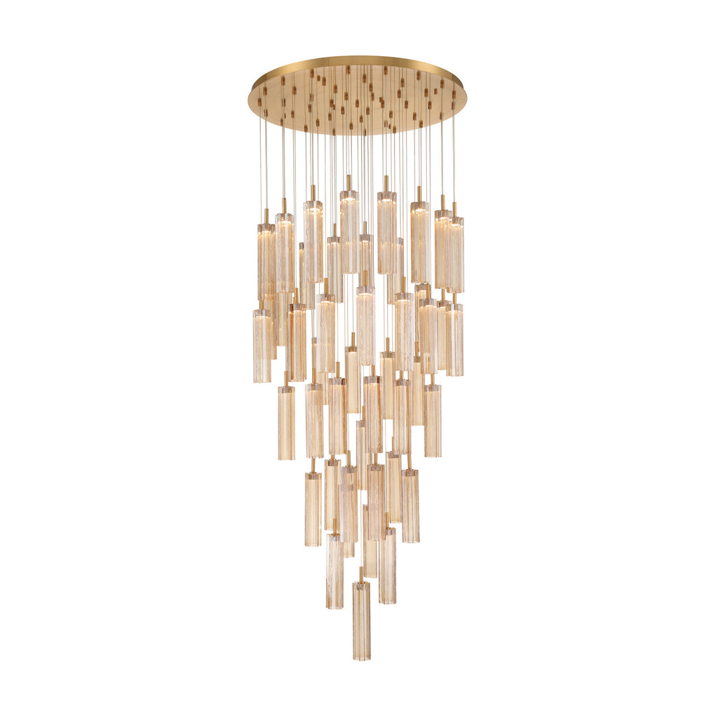 Crystorama Addis 36" Integrated LED Multi-Light Pendant in Aged Brass - Additional View