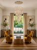 Crystorama Addis 36" Integrated LED Multi-Light Pendant in Aged Brass - Lifestyle View