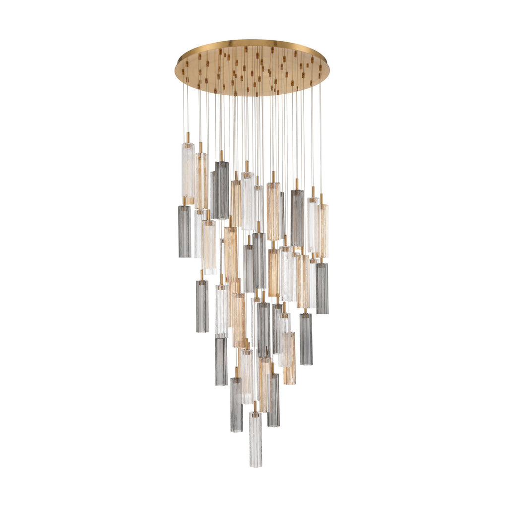 Crystorama Addis 36" Integrated LED Multi-Light Pendant in Aged Brass - Additional View