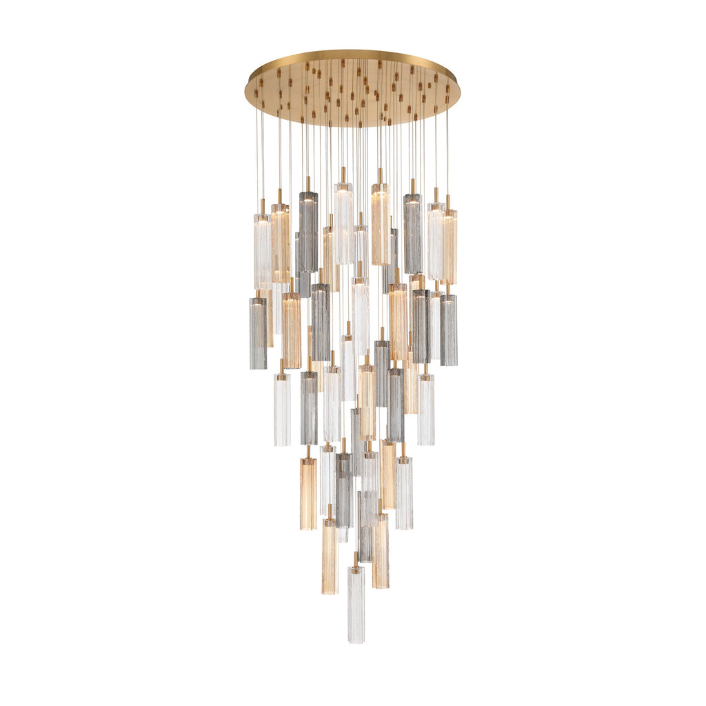 Crystorama Addis 36" Integrated LED Multi-Light Pendant in Aged Brass - Additional View