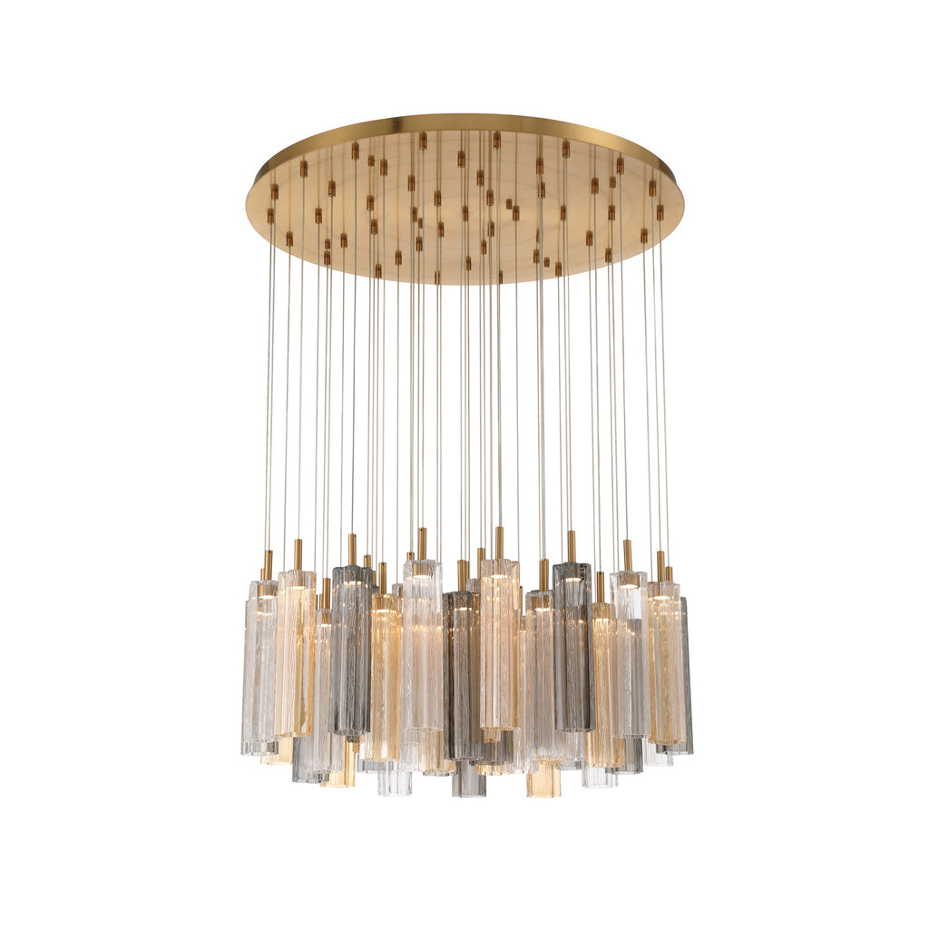Crystorama Addis 36" Integrated LED Multi-Light Pendant in Aged Brass - Additional View