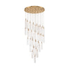 Crystorama Addis 36" Integrated LED Multi-Light Pendant in Aged Brass - Front View