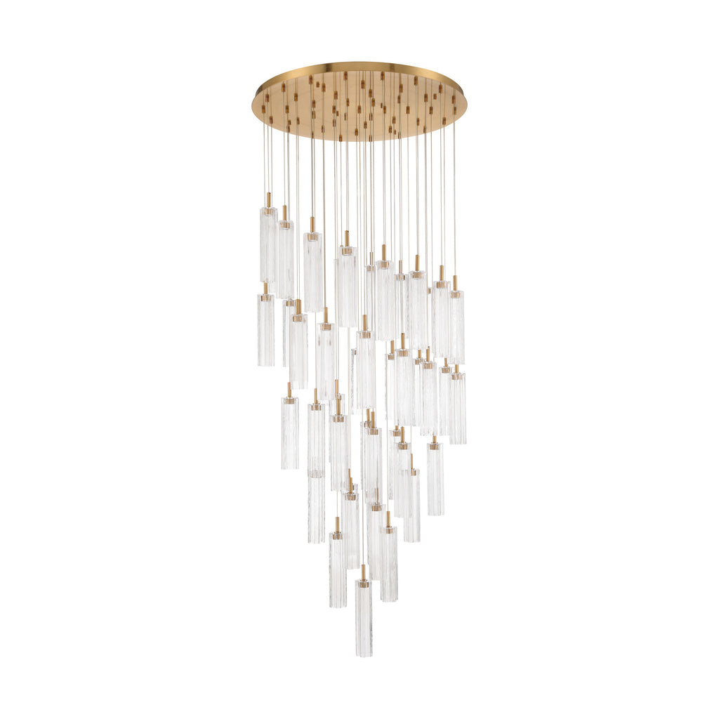 Crystorama Addis 36" Integrated LED Multi-Light Pendant in Aged Brass - Additional View