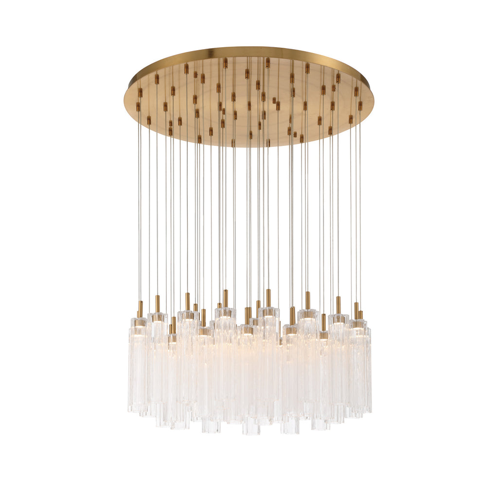 Crystorama Addis 36" Integrated LED Multi-Light Pendant in Aged Brass - Additional View