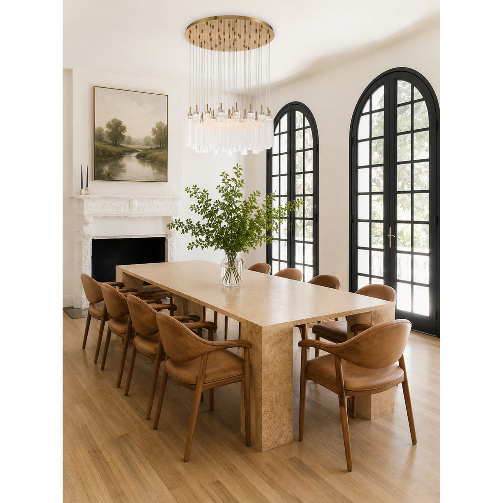 Crystorama Addis 36" Integrated LED Multi-Light Pendant in Aged Brass - Lifestyle View