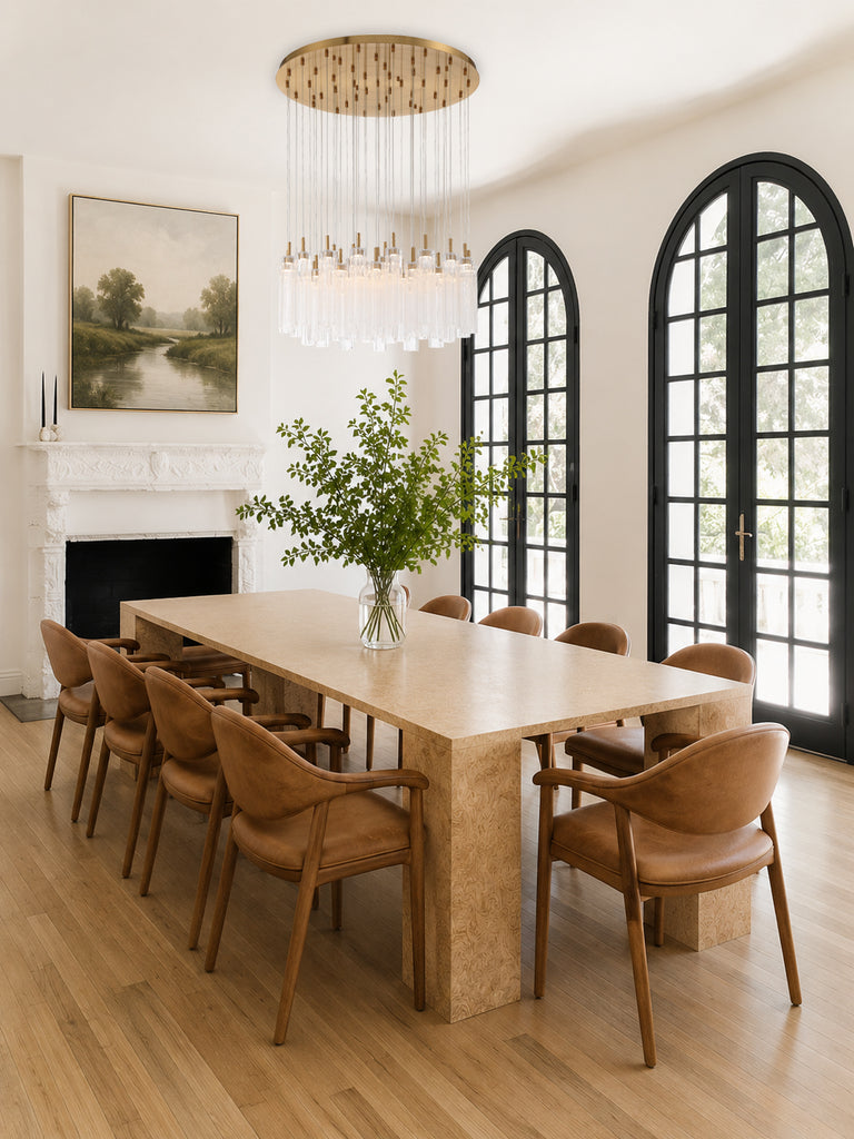 Crystorama Addis 36" Integrated LED Multi-Light Pendant in Aged Brass - Lifestyle View
