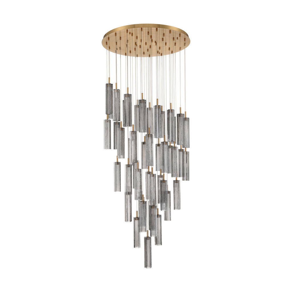 Crystorama Addis 36" Integrated LED Multi-Light Pendant in Aged Brass - Additional View