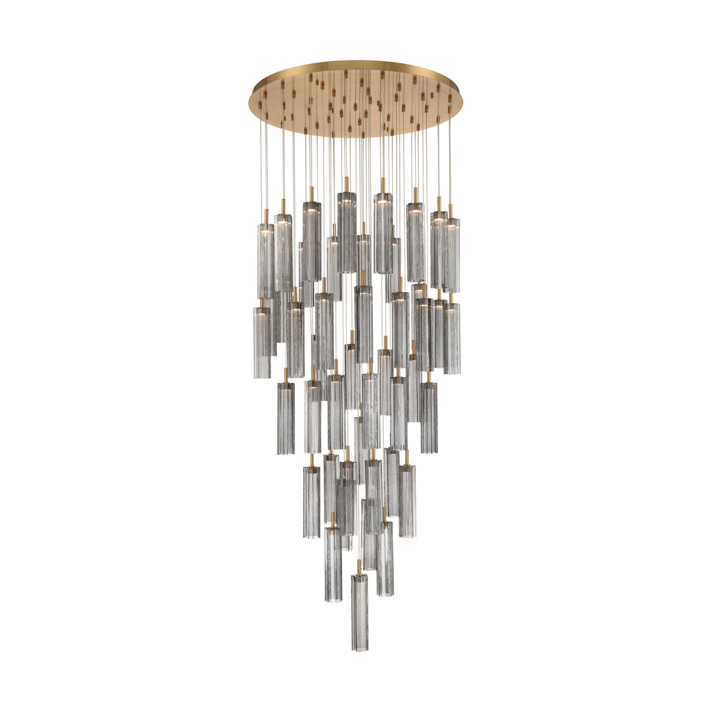 Crystorama Addis 36" Integrated LED Multi-Light Pendant in Aged Brass - Additional View