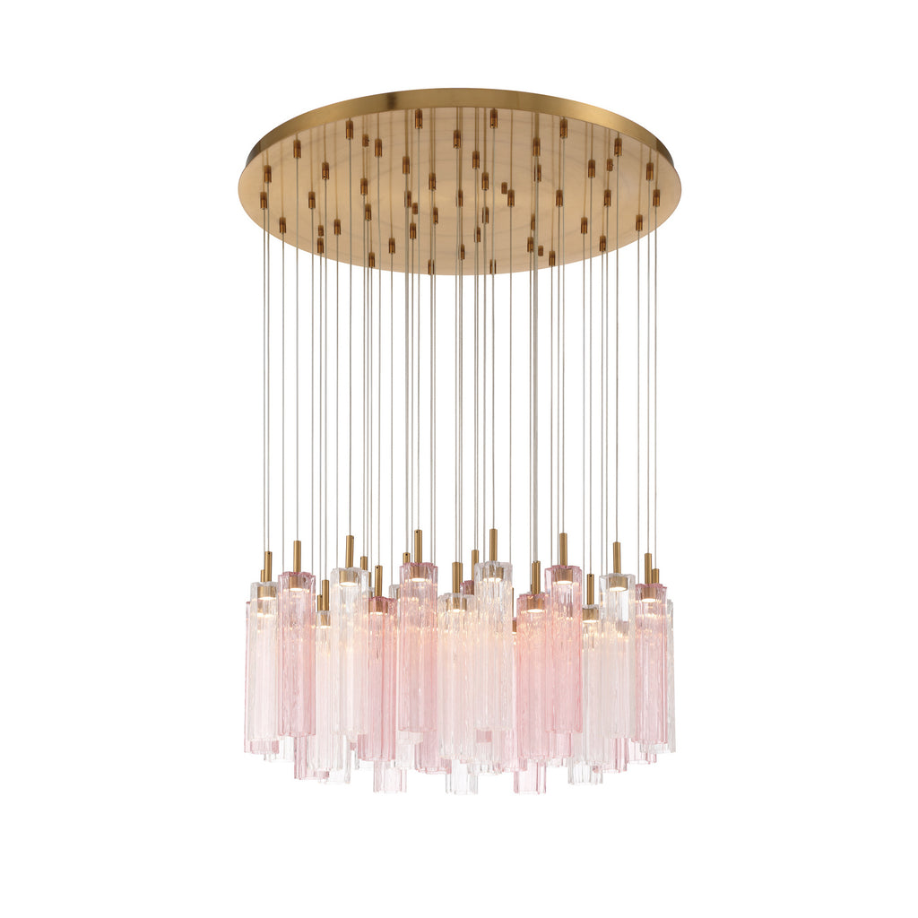 Crystorama Addis 36" Integrated LED Multi-Light Pendant in Aged Brass - Additional View