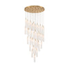 Crystorama Addis 36" Integrated LED Multi-Light Pendant in Aged Brass - Front View