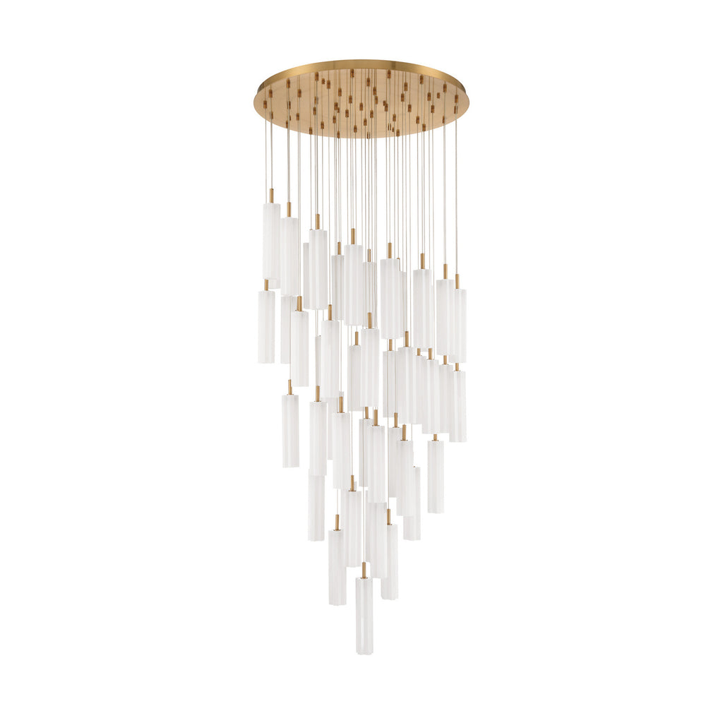 Crystorama Addis 36" Integrated LED Multi-Light Pendant in Aged Brass - Additional View