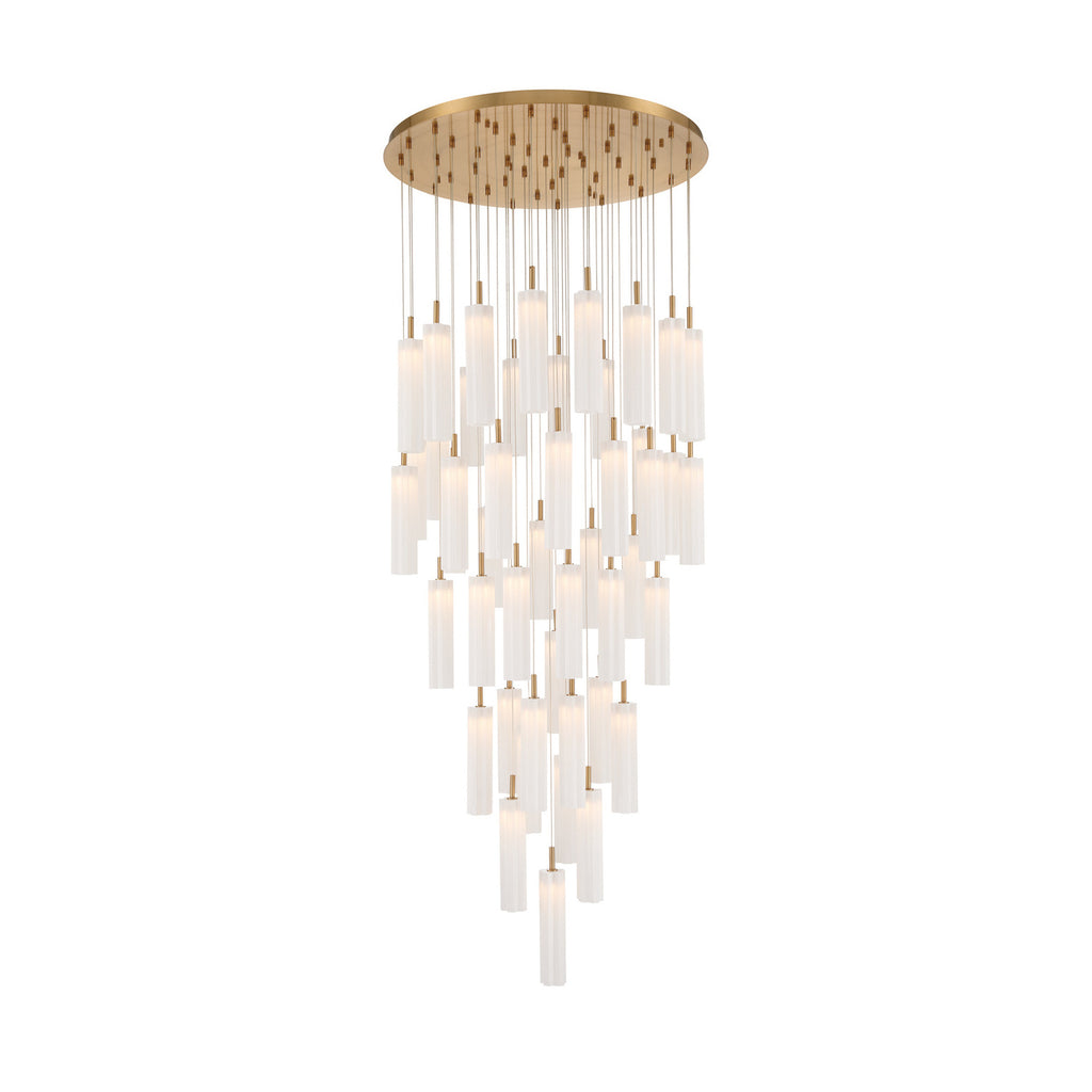 Crystorama Addis 36" Integrated LED Multi-Light Pendant in Aged Brass - Additional View