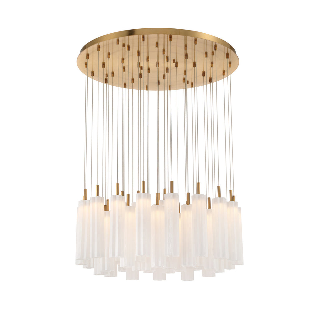 Crystorama Addis 36" Integrated LED Multi-Light Pendant in Aged Brass - Additional View