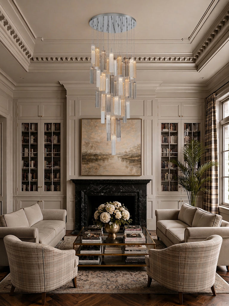 Crystorama Addis 36" Integrated LED Multi-Light Pendant in Polished Chrome - Lifestyle View