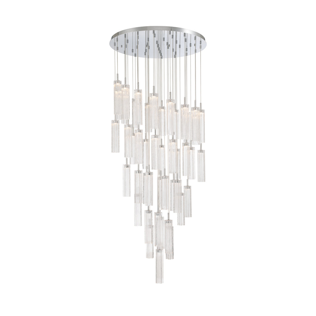 Crystorama Addis 36" Integrated LED Multi-Light Pendant in Polished Chrome - Front View