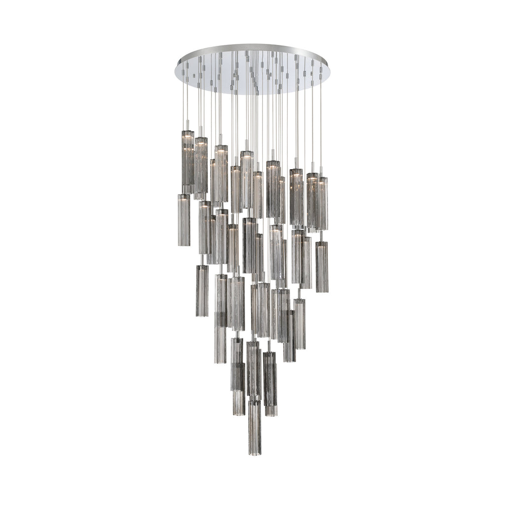 Crystorama Addis 36" Integrated LED Multi-Light Pendant in Polished Chrome - Front View