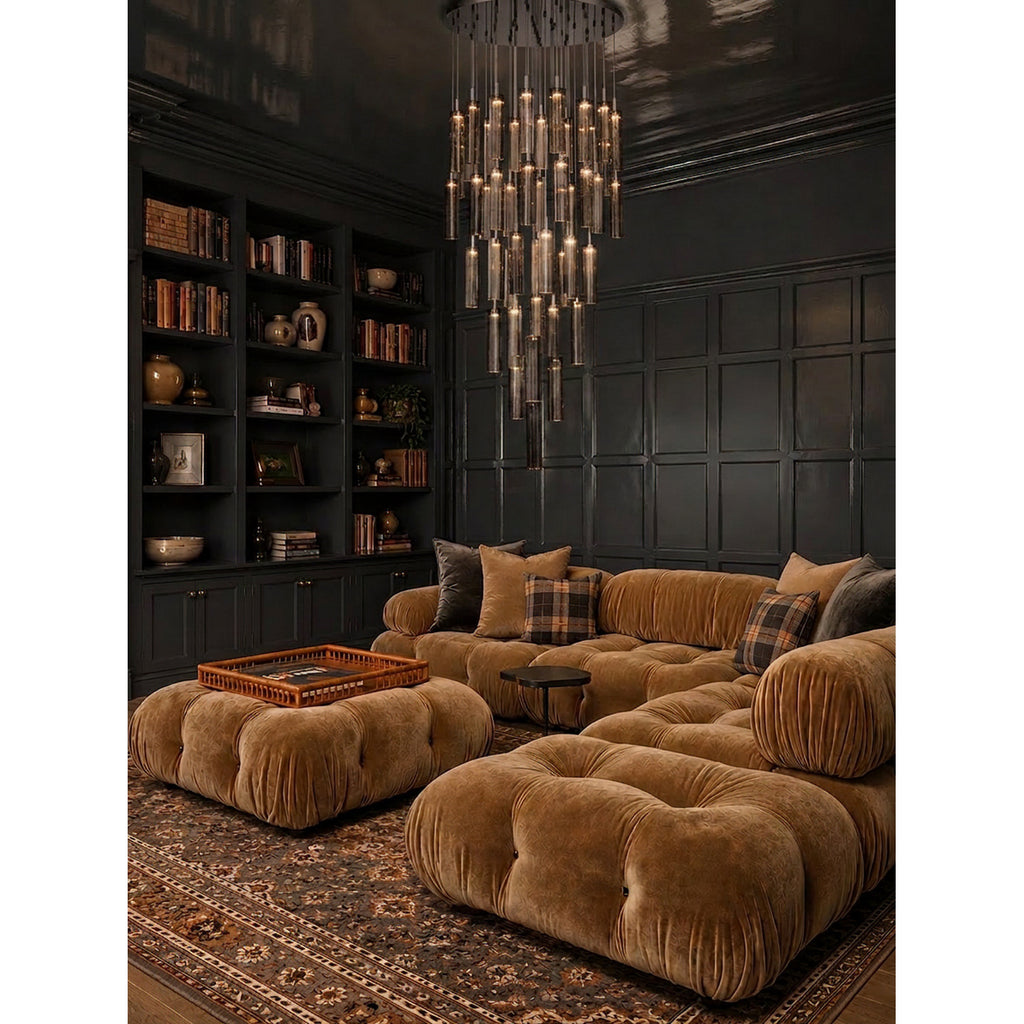 Crystorama Addis 36" Integrated LED Multi-Light Pendant in Polished Chrome - Lifestyle View