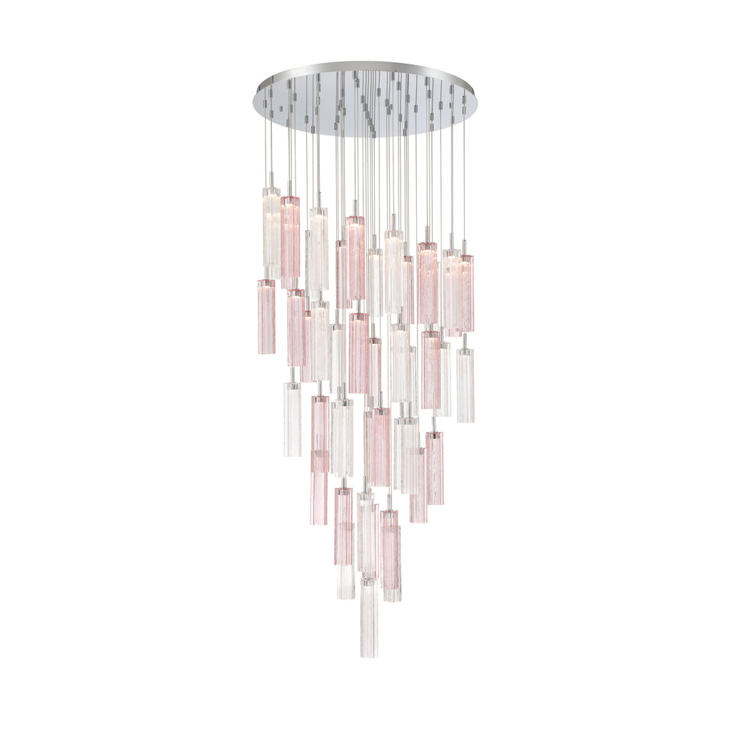 Crystorama Addis 36" Integrated LED Multi-Light Pendant in Polished Chrome - Front View