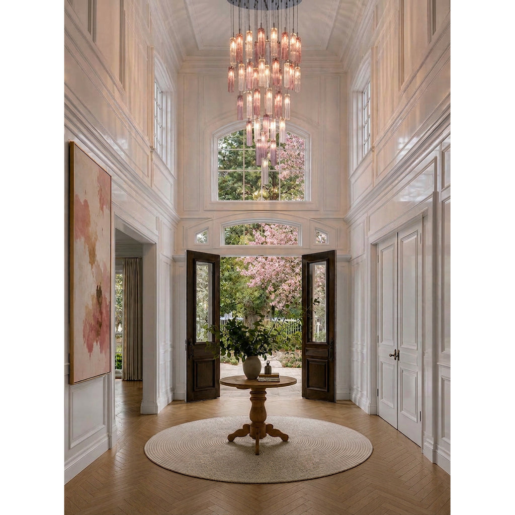 Crystorama Addis 36" Integrated LED Multi-Light Pendant in Polished Chrome - Lifestyle View