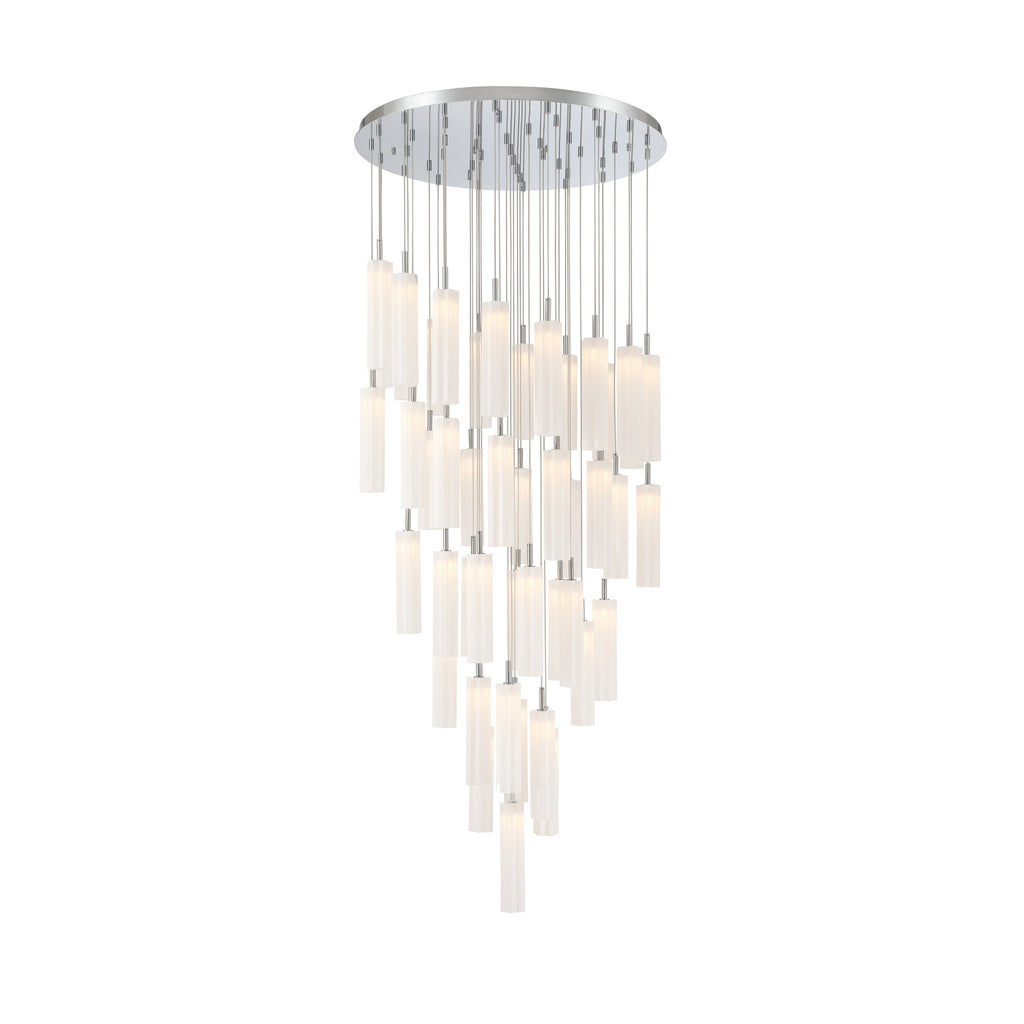 Crystorama Addis 36" Integrated LED Multi-Light Pendant in Polished Chrome - Front View