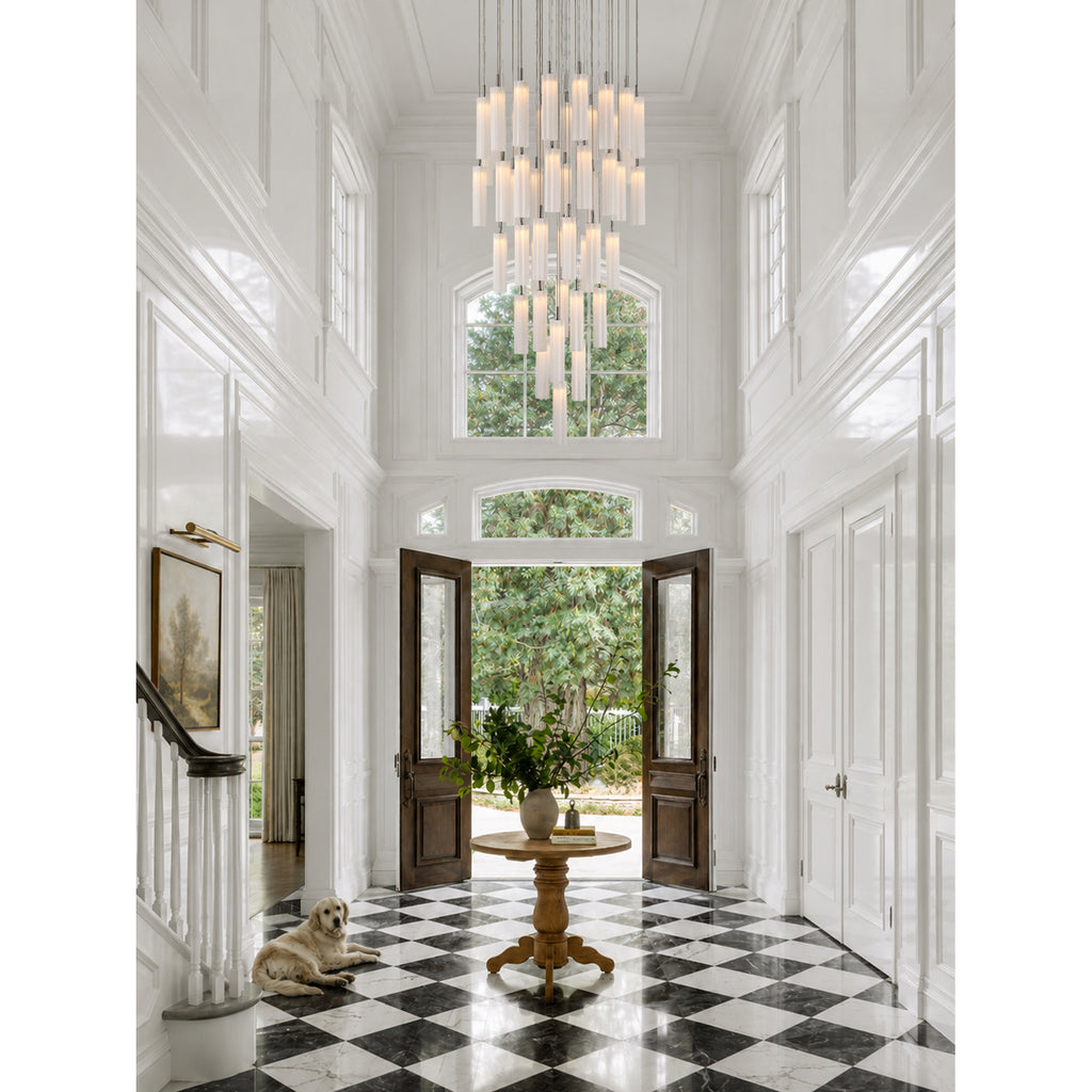 Crystorama Addis 36" Integrated LED Multi-Light Pendant in Polished Chrome - Lifestyle View