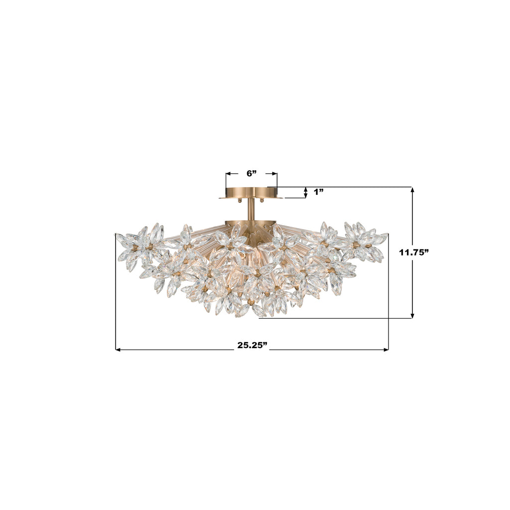 ADL-500-AG-CL Adley 25.25'' Semi Flush Mount | Dimensions Image