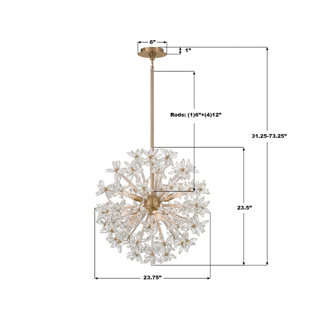 ADL-506-AG-CL Adley 23.75'' Chandelier | Dimensions Image