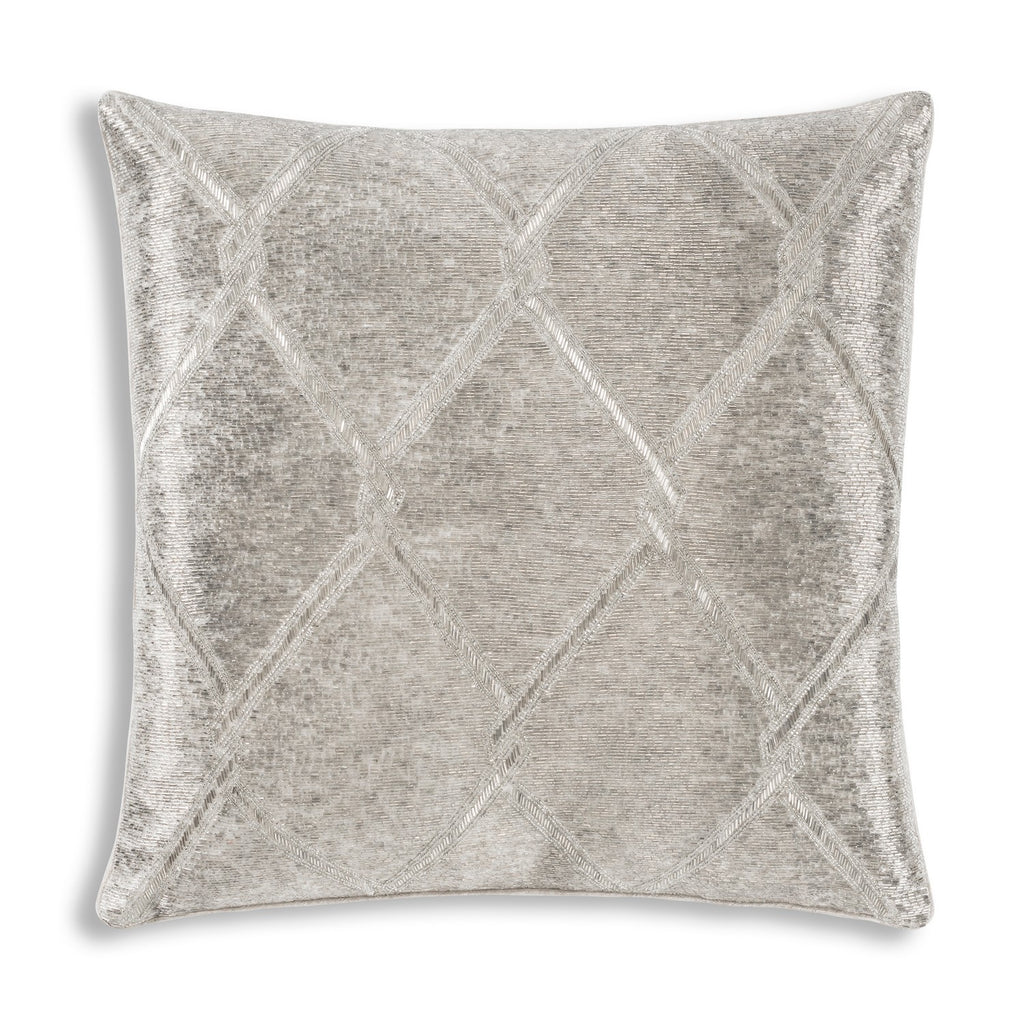 AKAI01A-SV Akai Silver Beaded Pillow | Main Image