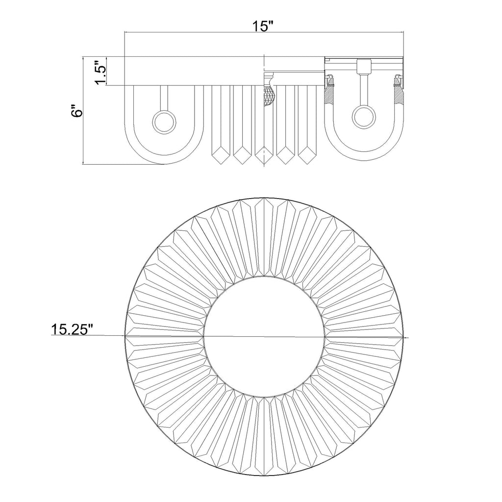Crystorama Alister 15.25'' Flush Mount - Product Dimensions