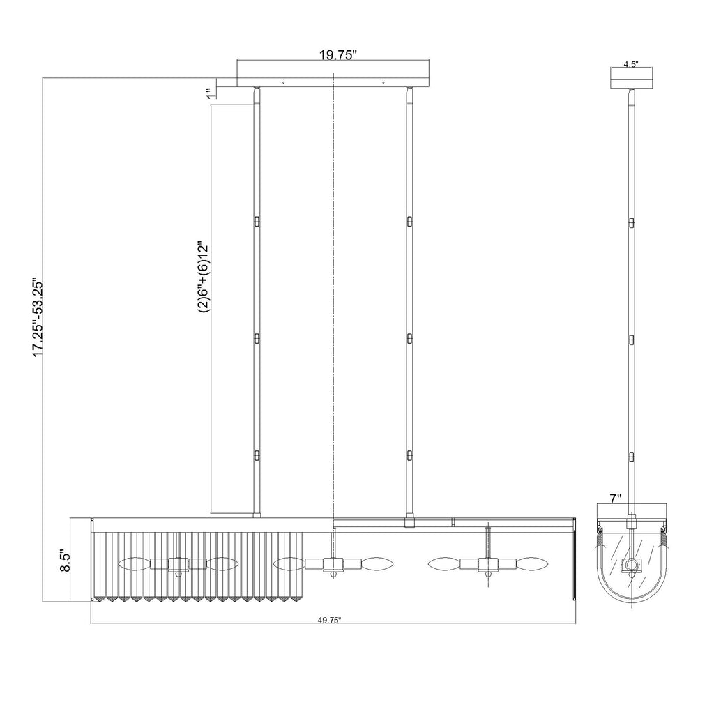 Crystorama Alister 49.75'' Linear Chandelier - Product Dimensions