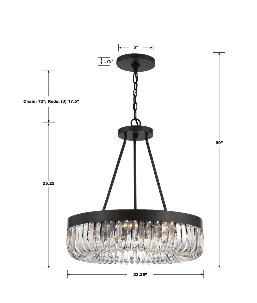 ALI-B2008-CZ Alister 8 Light Chandelier | Dimensions Image