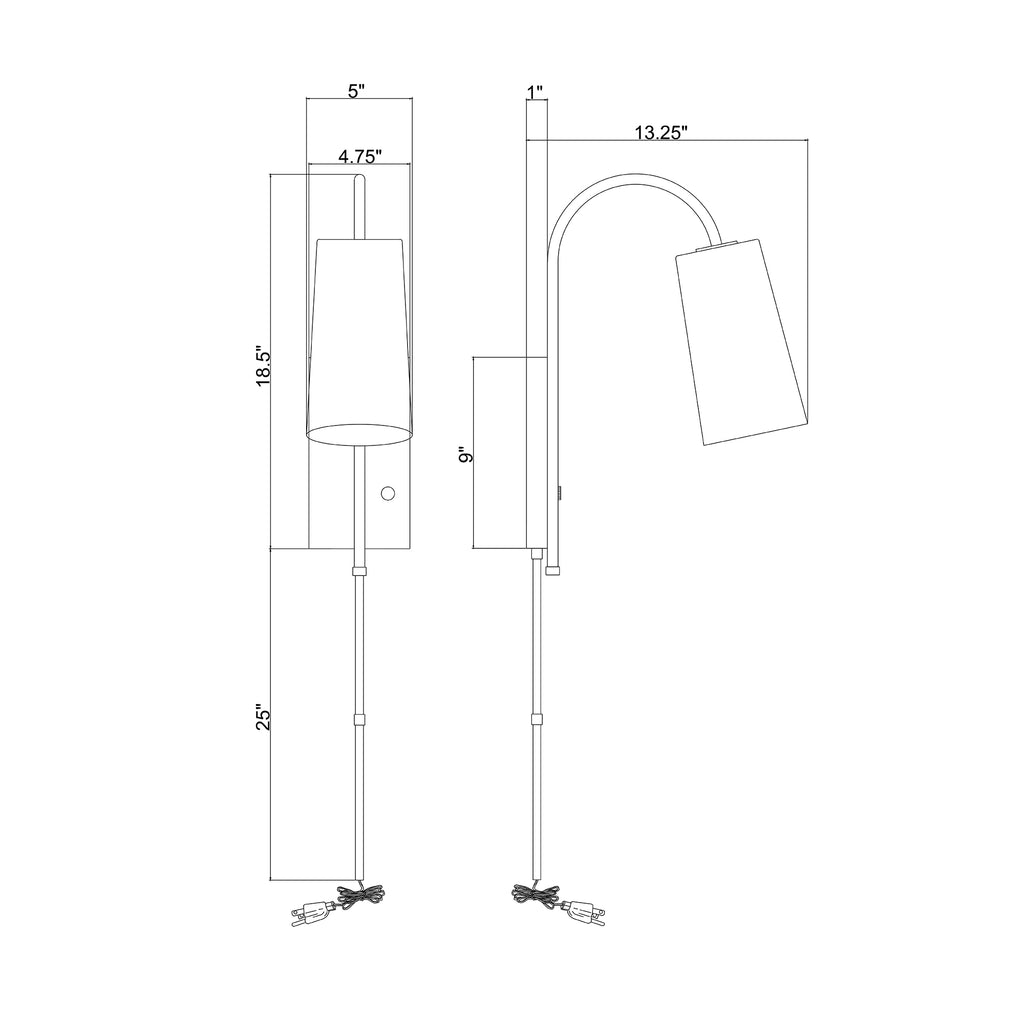 Crystorama Alexa 5'' Task Sconce - Product Dimensions