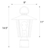 Crystorama Andover 9'' Outdoor Post - Product Dimensions