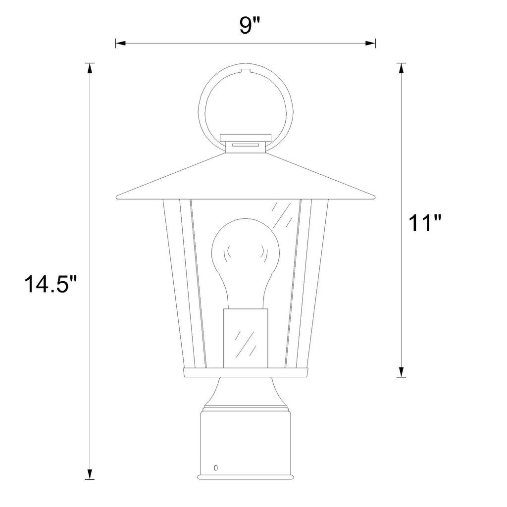Crystorama Andover 9'' Outdoor Post - Product Dimensions