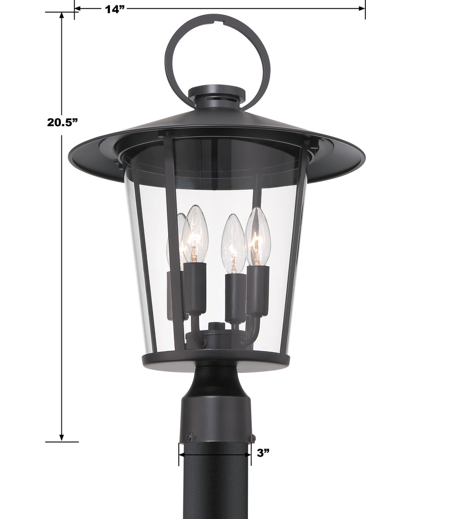 AND-9209-CL-MK Andover 4 Light Outdoor Post | Dimensions Image