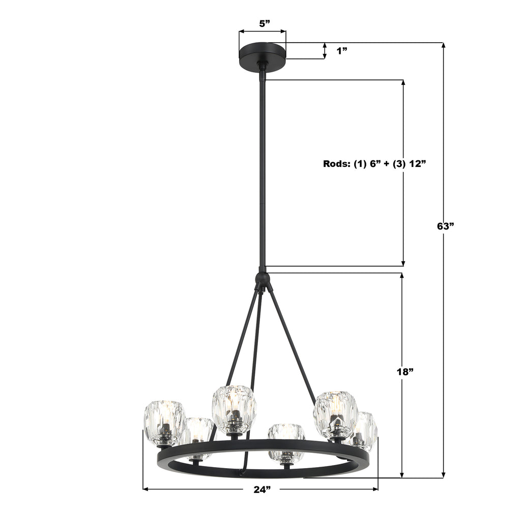 Crystorama Aragon 24'' LED Chandelier - Product Dimensions