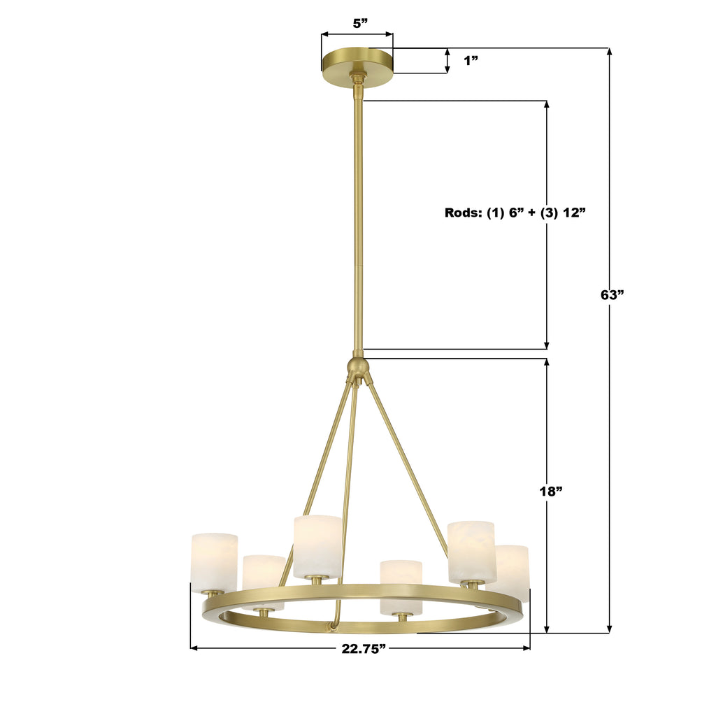 ARA-10264-SB-ST Aragon 22.75'' LED Chandelier | Dimensions Image