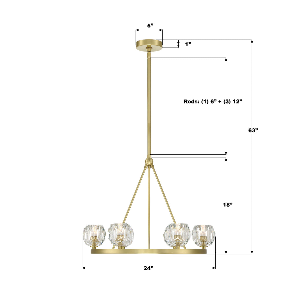 ARA-10264-SB Aragon 24'' LED Chandelier | Dimensions Image