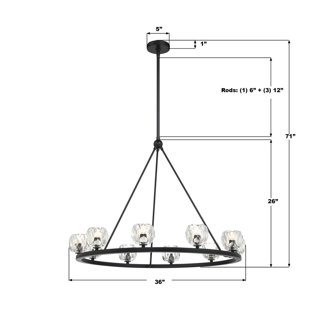 ARA-10265-MK Aragon 36'' LED Chandelier | Dimensions Image