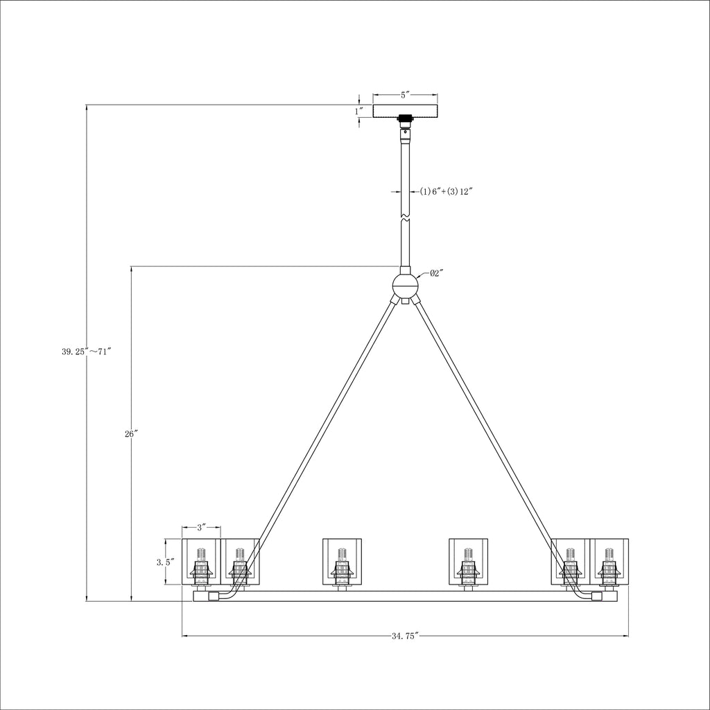 Crystorama Aragon 34.75'' LED Chandelier - Product Dimensions