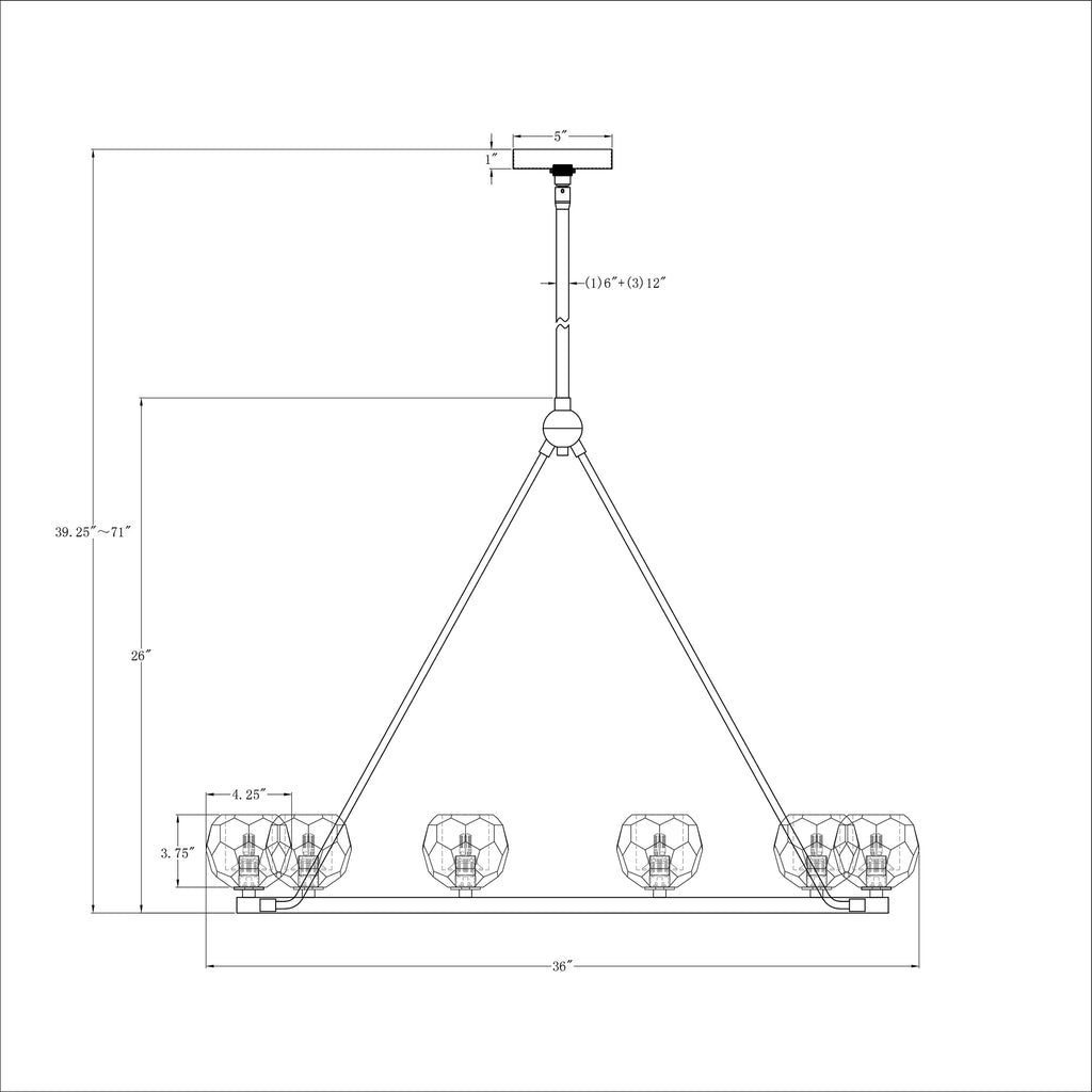 Crystorama Aragon 36'' LED Chandelier - Product Dimensions