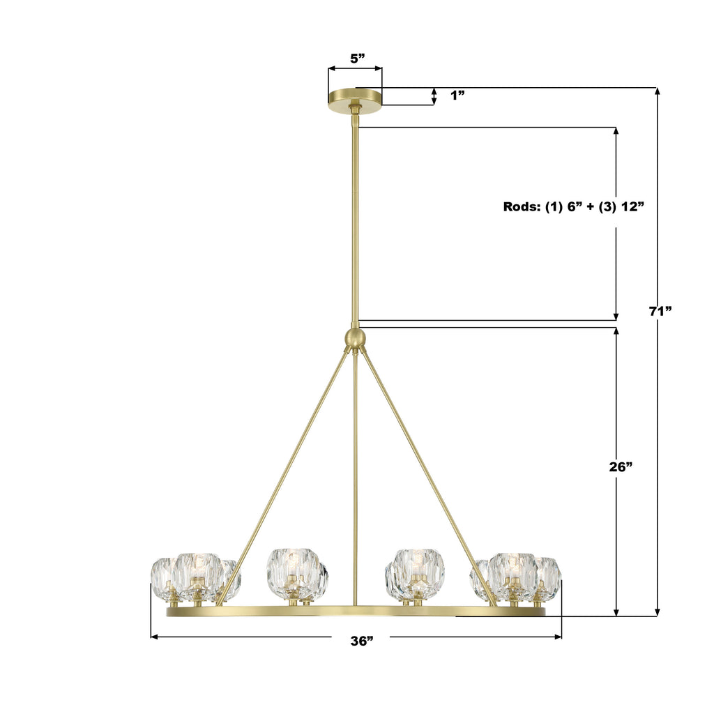 ARA-10265-SB Aragon 36'' LED Chandelier | Dimensions Image