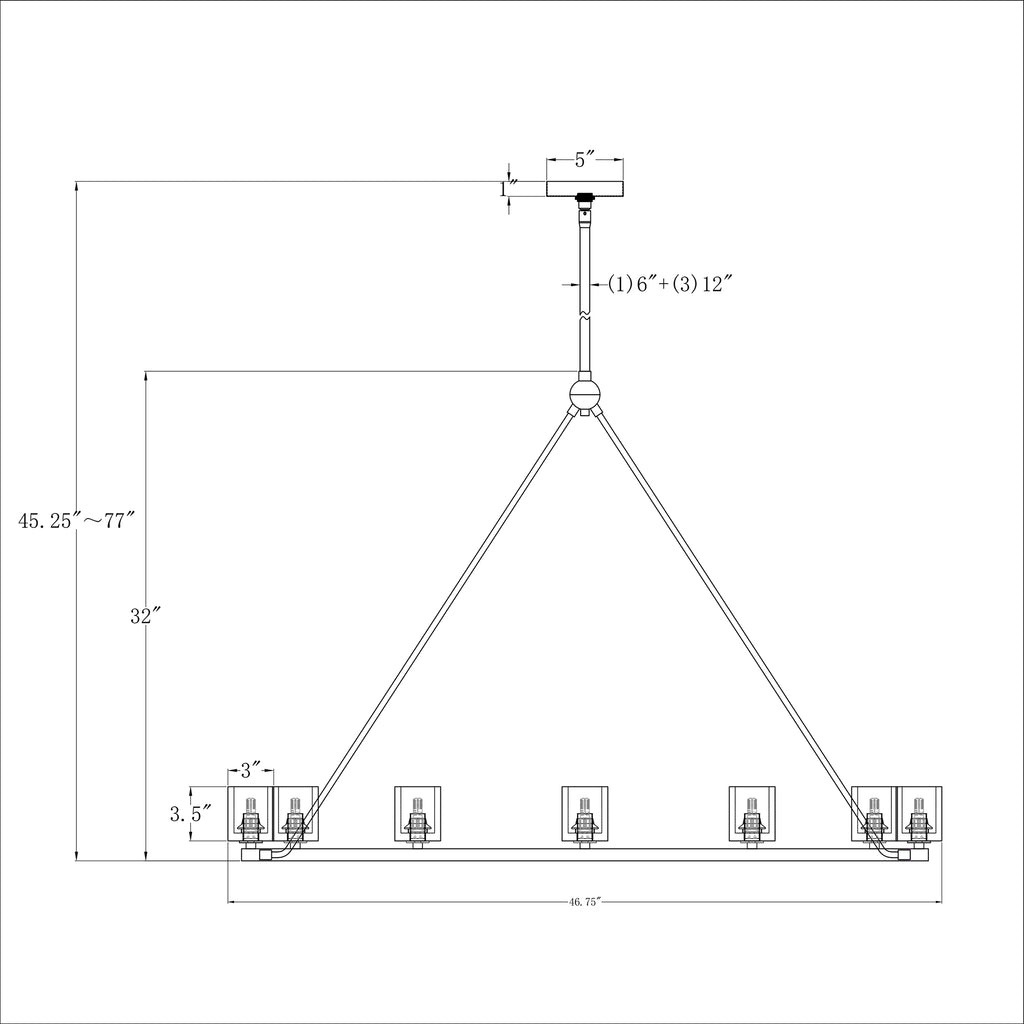 Crystorama Aragon 46.75'' LED Chandelier - Product Dimensions