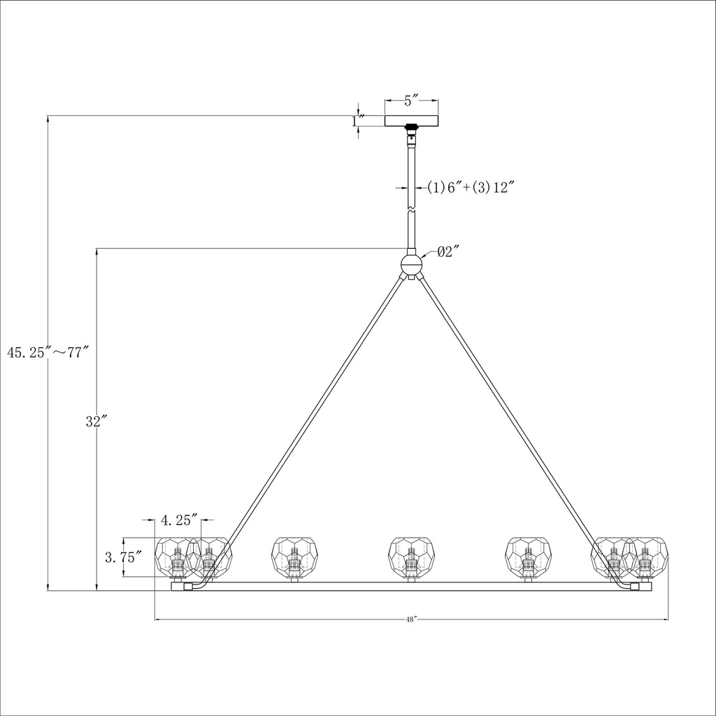 Crystorama Aragon 48'' LED Chandelier - Product Dimensions