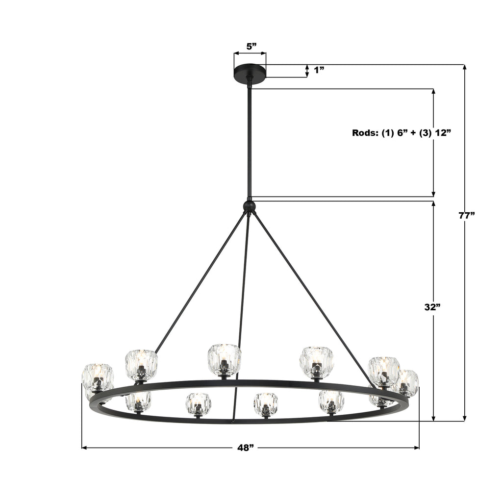 Crystorama Aragon 48'' LED Chandelier - Product Dimensions