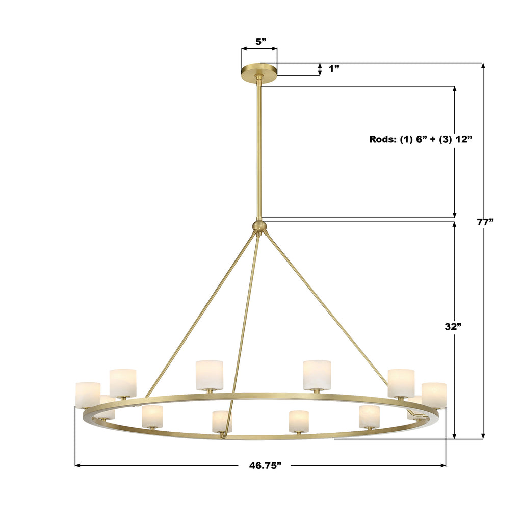 Crystorama Aragon 46.75'' LED Chandelier - Product Dimensions
