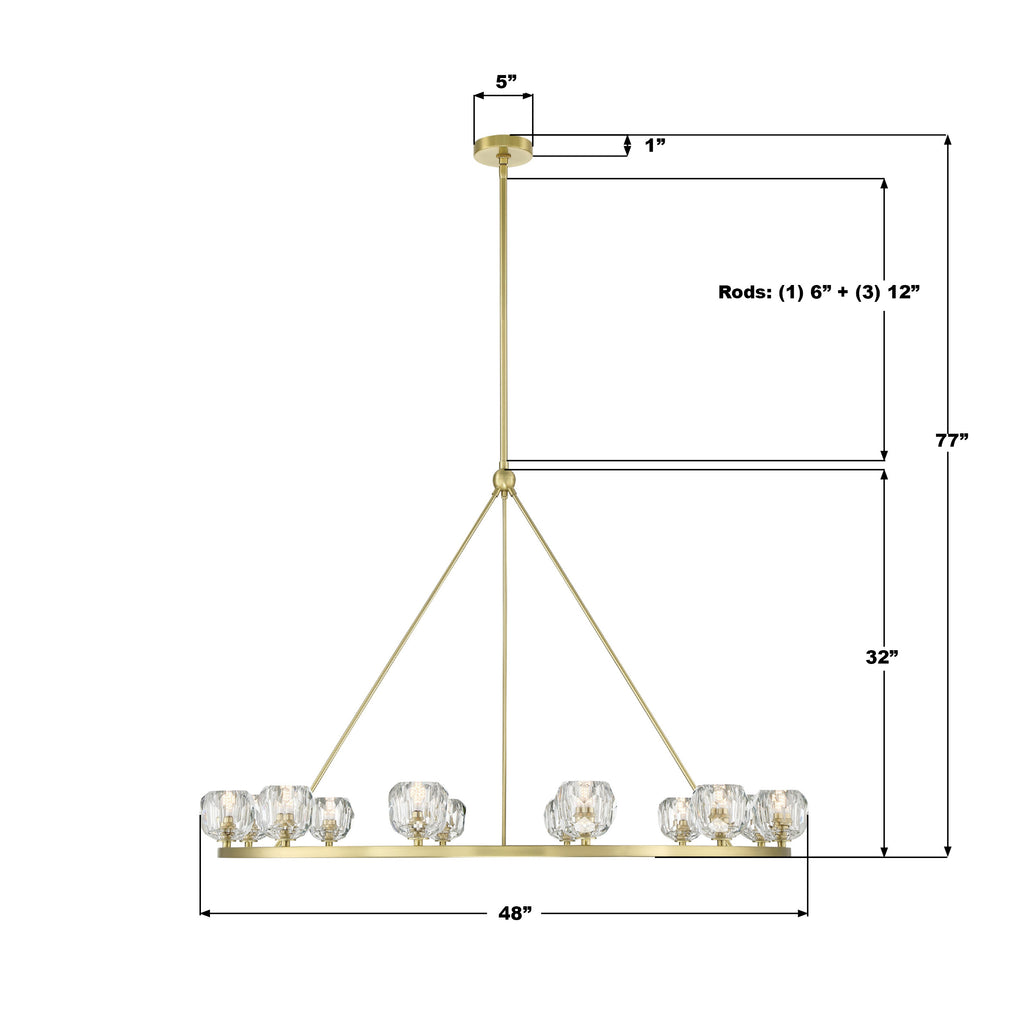 Crystorama Aragon 48'' LED Chandelier - Product Dimensions